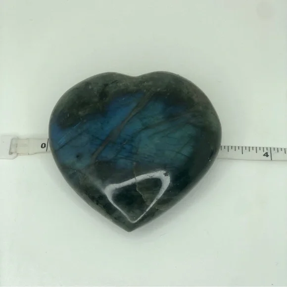 MEGA FLASH Labradorite Heart - Picture 11 of 11